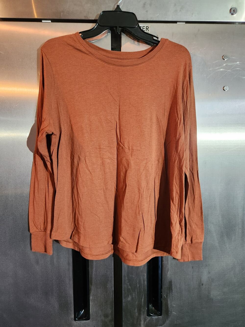 Terra & Sky Long Sleeve Scoop Neck Tee Rust Brown Plus Size 0X 14W